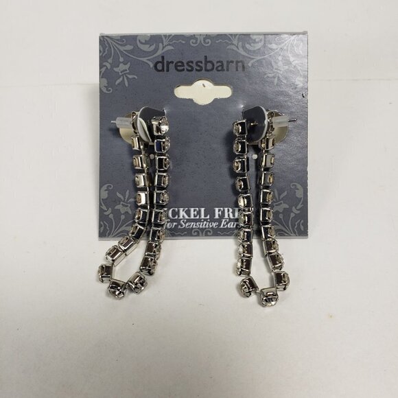 2/$30  Silver tone Crystal Design Drop Dangle Post Earrings - Women's Jewelry - Picture 5 of 7